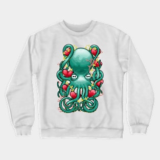 Octupus and Hearts Crewneck Sweatshirt